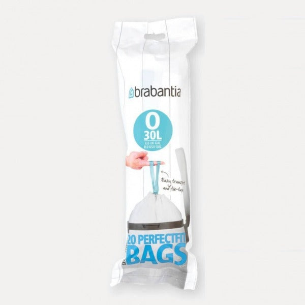 Brabantia PerfectFit Bags, Code O, 30L, 20 Bags White