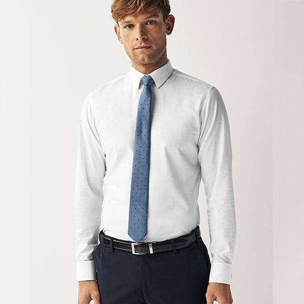 White/Blue Polka Dot Regular Fit Occasion Shirts And Ties Pack