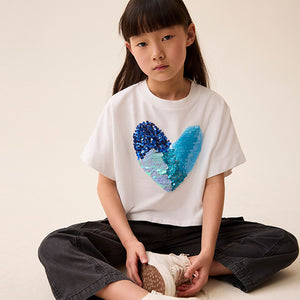 Blue Heart Sequin T-Shirt