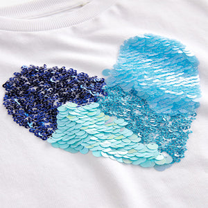 Blue Heart Sequin T-Shirt