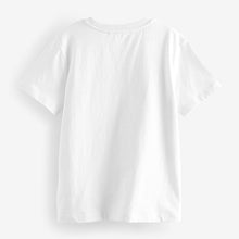 Load image into Gallery viewer, White Rainbow Dino 100% Cotton Short Sleeve Graphic T-Shirt (3-12yrs)
