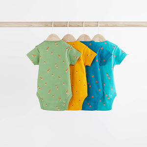 Multi Print Baby Short Sleeve Bodysuits 4 Pack (0-18mths)