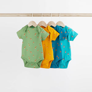 Multi Print Baby Short Sleeve Bodysuits 4 Pack (0-18mths)