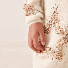 Load image into Gallery viewer, Cream Sequin Jumper Dress (3-12yrs)
