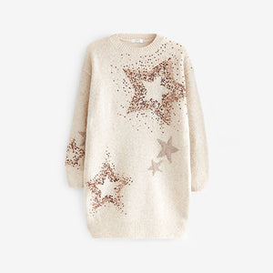 Cream Sequin Jumper Dress (3-12yrs)