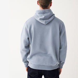 Blue Regular Fit Jersey Cotton Rich Overhead Hoodie