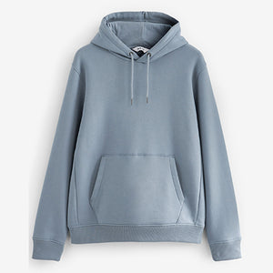 Blue Regular Fit Jersey Cotton Rich Overhead Hoodie