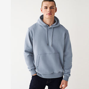 Blue Regular Fit Jersey Cotton Rich Overhead Hoodie