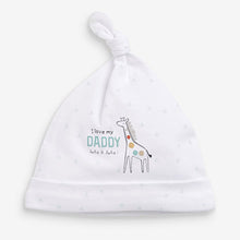 Load image into Gallery viewer, Giraffe Daddy Tie Top Baby Hats 2 Packs (0-6mths)
