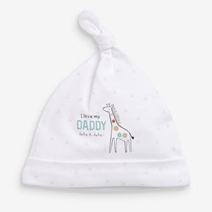 Giraffe Daddy Tie Top Baby Hats 2 Packs (0-6mths)