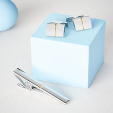 Load image into Gallery viewer, 2 Tone Silver/Gold Cufflink And Tie Clip Set
