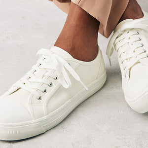 White Forever Comfort® Canvas Baseball Trainers