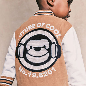 Tan Brown Monkey 100% Cotton Letterman and Shorts Set (6mths-6yrs)