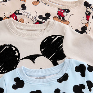 Blue/Ecru Mickey Mouse Snuggle Pyjamas 3 Pack (12mths-7yrs)