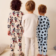 Load image into Gallery viewer, Blue/Ecru Mickey Mouse Snuggle Pyjamas 3 Pack (12mths-7yrs)
