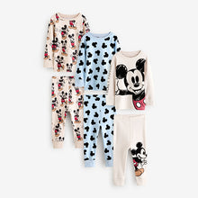 Load image into Gallery viewer, Blue/Ecru Mickey Mouse Snuggle Pyjamas 3 Pack (12mths-7yrs)
