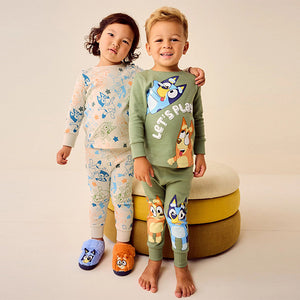 Khaki/Cream Bluey Snuggle Pyjamas 2 Pack