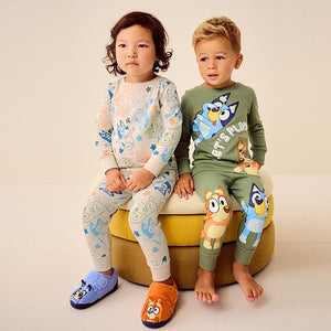 Khaki/Cream Bluey Snuggle Pyjamas 2 Pack
