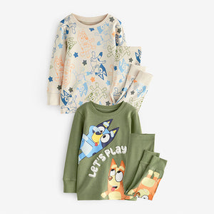 Khaki/Cream Bluey Snuggle Pyjamas 2 Pack