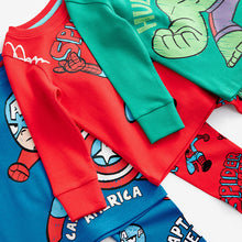 Load image into Gallery viewer, Marvel Red/Green/Blue Snuggle Pyjamas 3 Pack (9mths-6yrs)
