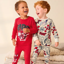 Load image into Gallery viewer, Spidey and Friends Red/Ecru Cream 2 Pack Snuggle Pyjamas (12mths-6yrs)
