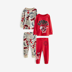 Spidey and Friends Red/Ecru Cream 2 Pack Snuggle Pyjamas (12mths-6yrs)