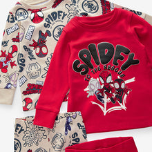 Load image into Gallery viewer, Spidey and Friends Red/Ecru Cream 2 Pack Snuggle Pyjamas (12mths-6yrs)
