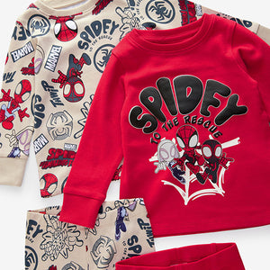 Spidey and Friends Red/Ecru Cream 2 Pack Snuggle Pyjamas (12mths-6yrs)