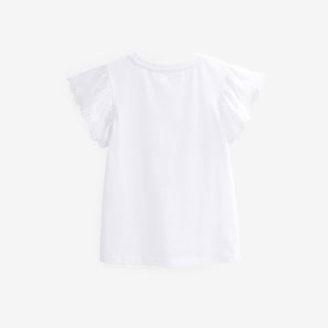 White Broderie Frill Sleeve T-Shirt (3-12yrs)