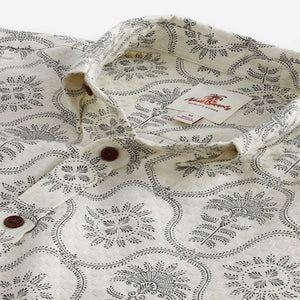 White 100% Cotton Printed Short Sleeve Oxford Shirt