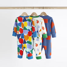 Load image into Gallery viewer, Blue Rainbow Footless Baby Sleepsuit 3 Pack (0mths-1.5-2yrs)
