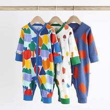 Load image into Gallery viewer, Blue Rainbow Footless Baby Sleepsuit 3 Pack (0mths-1.5-2yrs)
