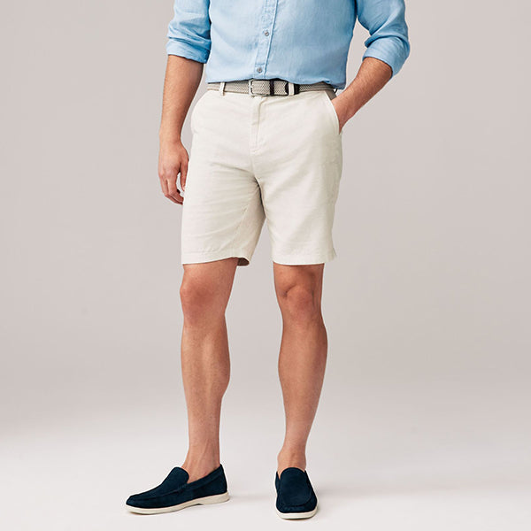 Stone Linen Cotton Chino Shorts with Belt Included