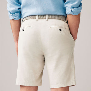Stone Linen Cotton Chino Shorts with Belt Included