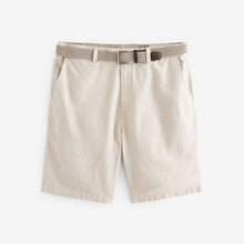 Load image into Gallery viewer, Stone Linen Cotton Chino Shorts with Belt Included
