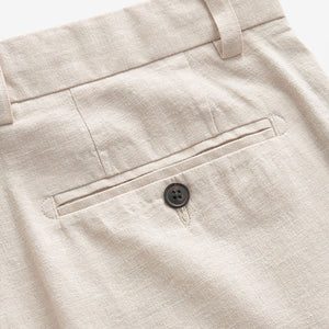 Stone Linen Cotton Chino Shorts with Belt Included