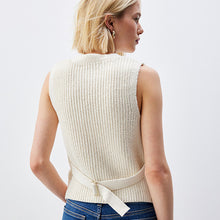 Load image into Gallery viewer, Ecru Cream Gold Button Knitted Waistcoat
