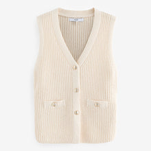 Load image into Gallery viewer, Ecru Cream Gold Button Knitted Waistcoat
