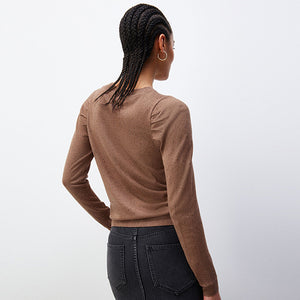 Camel Brown Crew Neck Long Sleeve Jumper