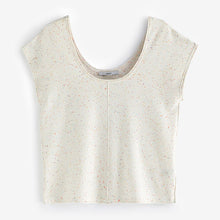 Load image into Gallery viewer, Ecru Cream Scoop Neck Knitted Short Sleeve T-Shirt
