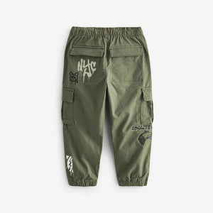 Khaki Graffiti Cargo Trousers
