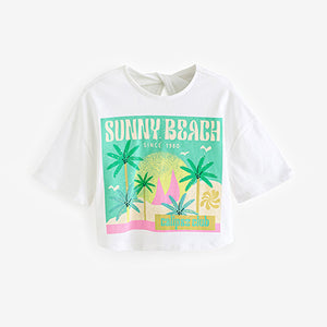 White Summer Beach Graphic T-Shirt