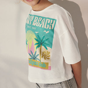 White Summer Beach Graphic T-Shirt