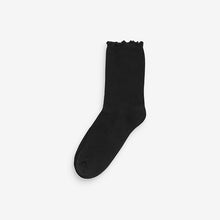 Load image into Gallery viewer, Black Frill Top Cushion Sole Ankle Socks 4 Pack
