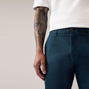 Dark Blue Stretch Chinos Trousers Slim Fit