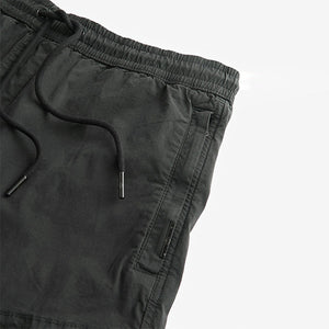 Black Regular Tapered Fit Stretch Utility Cargo Trousers