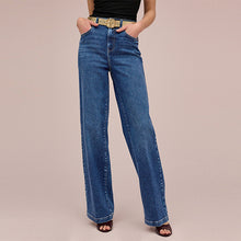 Load image into Gallery viewer, Mid Blue Wide Leg Denim Jeans
