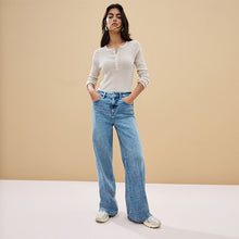 Load image into Gallery viewer, Light Blue Wide Leg Denim Jeans
