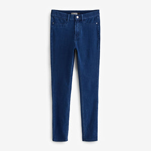 Dark Blue Fly Fasten Jersey Denim Leggings