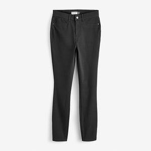 Black Fly Fasten Jersey Denim Leggings
